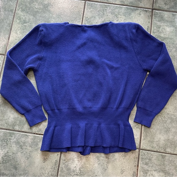 VTG 80s Purple/Blue  Chunky Knit Peplum Sweater Cardigan Top
Good condition - Picture 3 of 6
